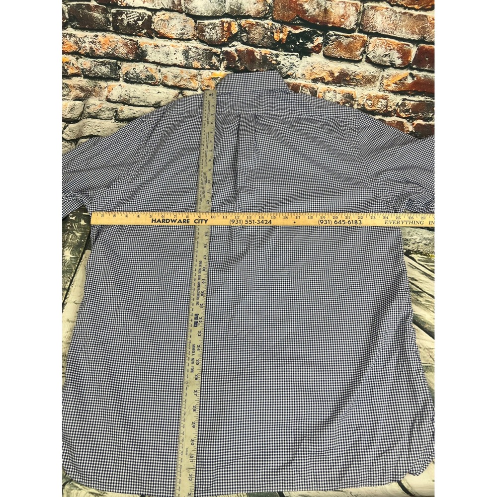 Ralph Lauren Mens Gingham Button Down Shirt Navy Blue White 18 36/37 Cotton - Picture 6 of 6